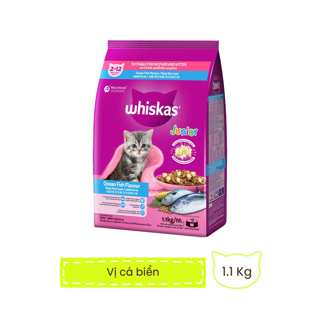 [1.1KG] Hạt Whiskas Mèo Con 2-12 Tháng