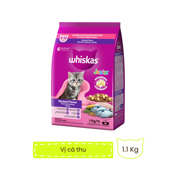[1.1KG] Hạt Whiskas Mèo Con 2-12 Tháng