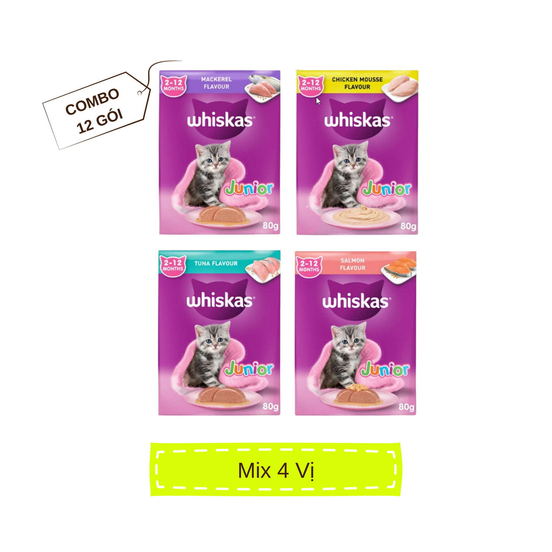 [Combo 12 Gói] Pate Whiskas Mèo Con Gói 80G