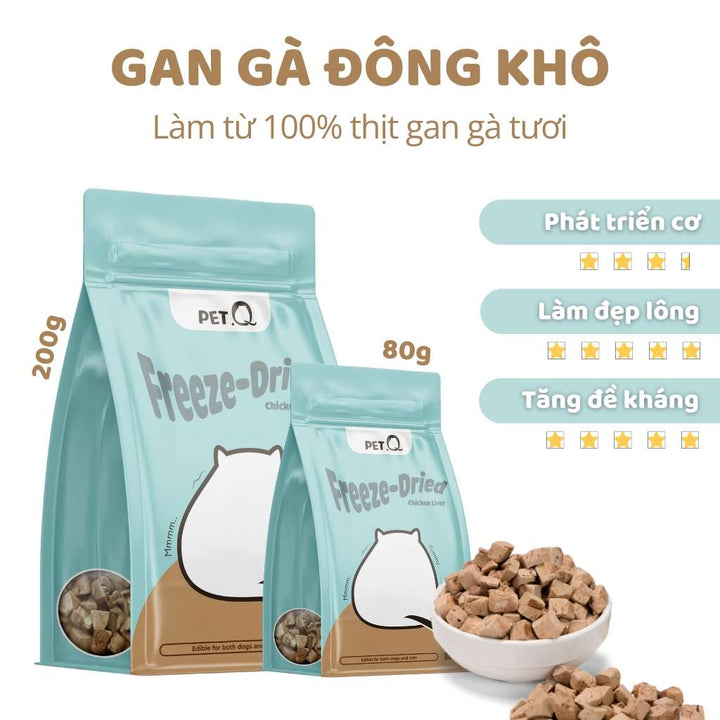 Snack Đông Khô Cho Chó Mèo PetQ, 200g