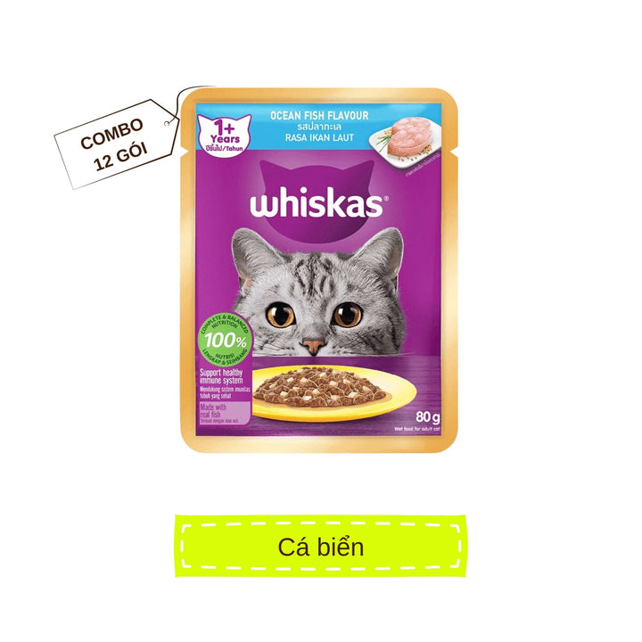 [Combo 12 Gói] Pate Whiskas Mèo Trưởng Thành Gói 80G