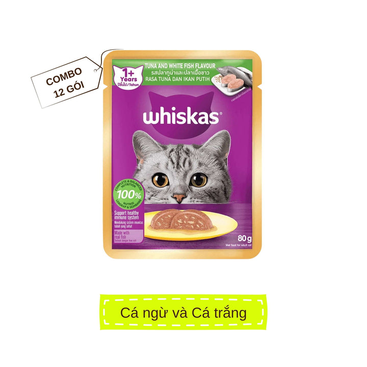 [Combo 12 Gói] Pate Whiskas Mèo Trưởng Thành Gói 80G