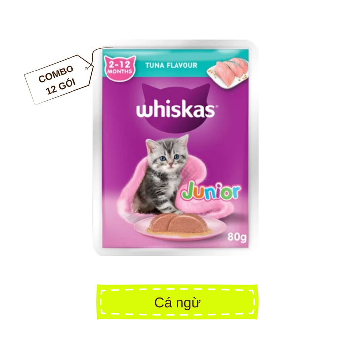 [Combo 12 Gói] Pate Whiskas Mèo Con Gói 80G