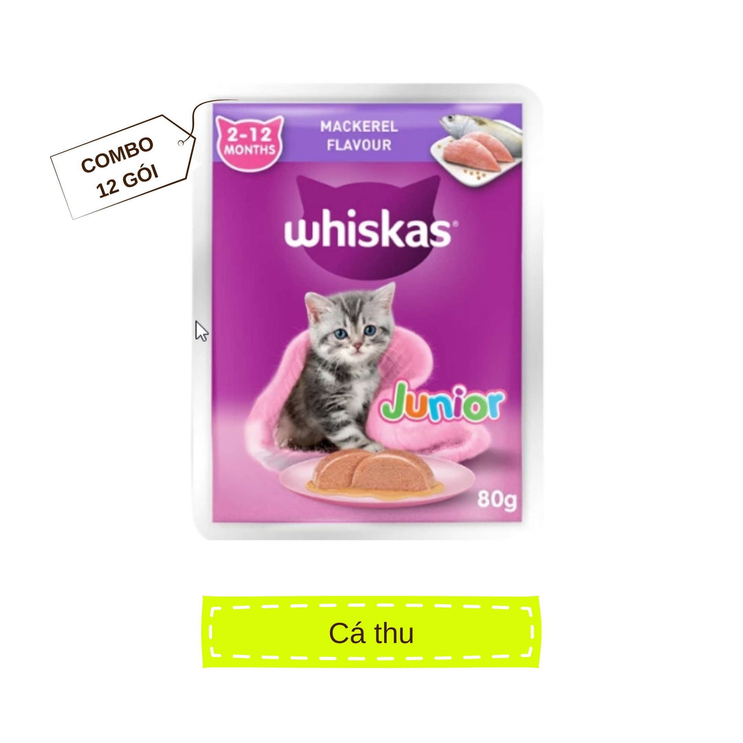 [Combo 12 Gói] Pate Whiskas Mèo Con Gói 80G