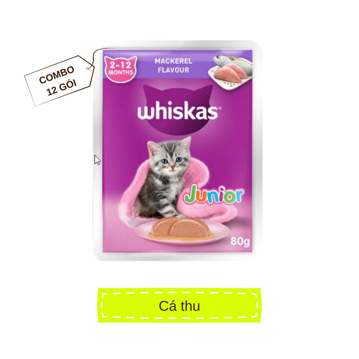 [Combo 12 Gói] Pate Whiskas Mèo Con Gói 80G