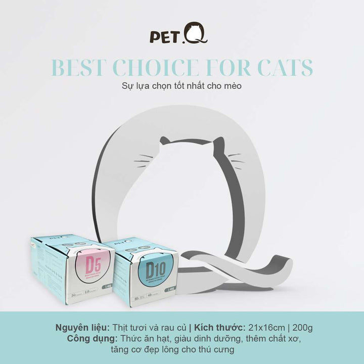 Thức Ăn Hạt Macaron D10, D5 PetQ Cho Mèo, Hộp 1.4Kg ( 7 gói x 200g)
