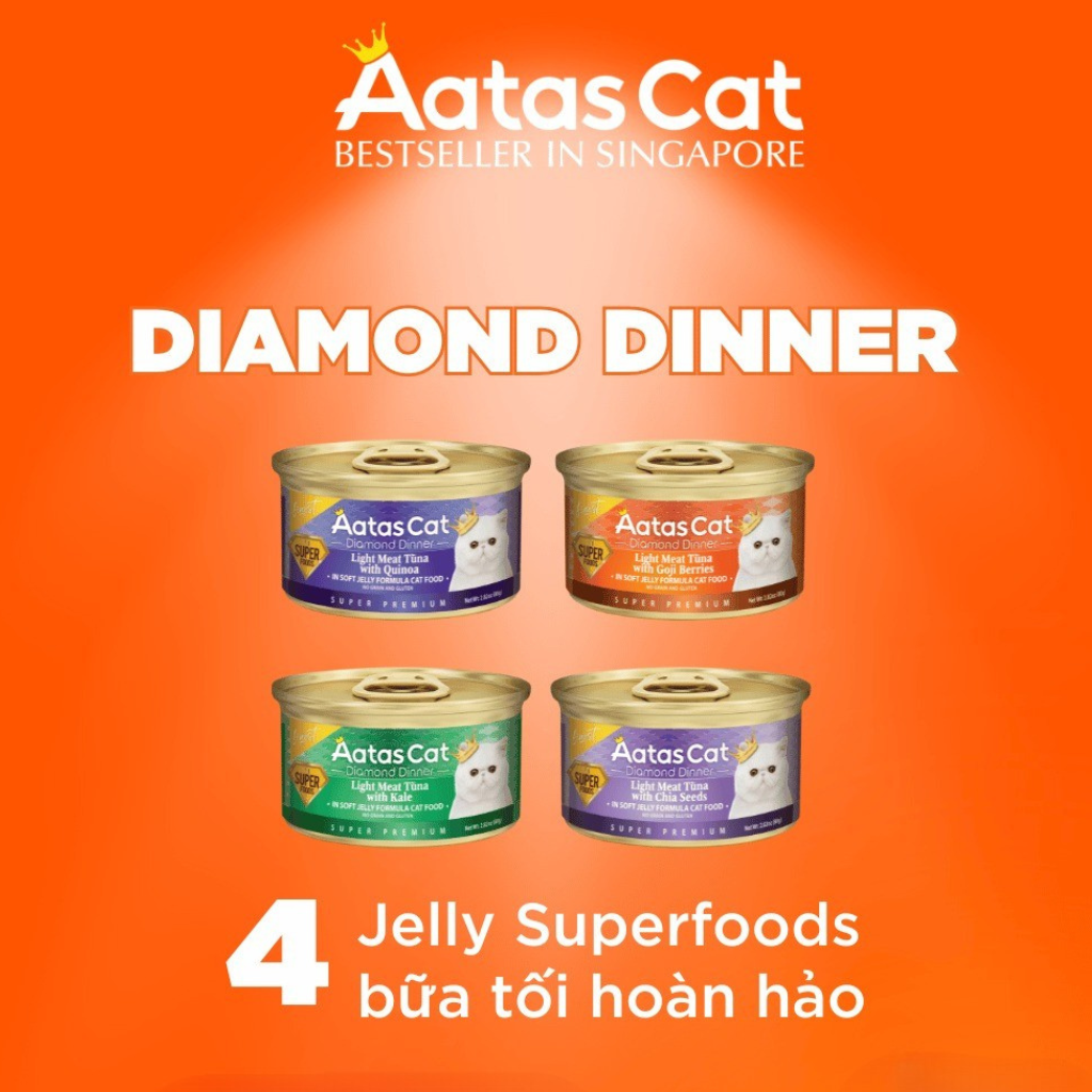 Pate Aatas Diamond Cao Cấp Mèo Mọi Lứa Tuổi Lon 80G