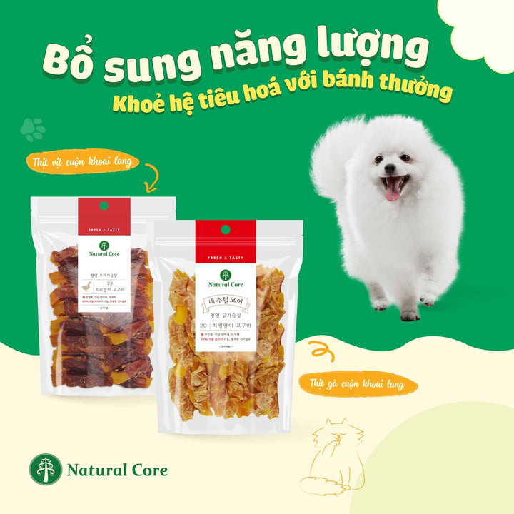 Snack Natural Core Khoai Lang Sấy Dẻo, Thịt Cuộn Khoai Lang Cho Chó
