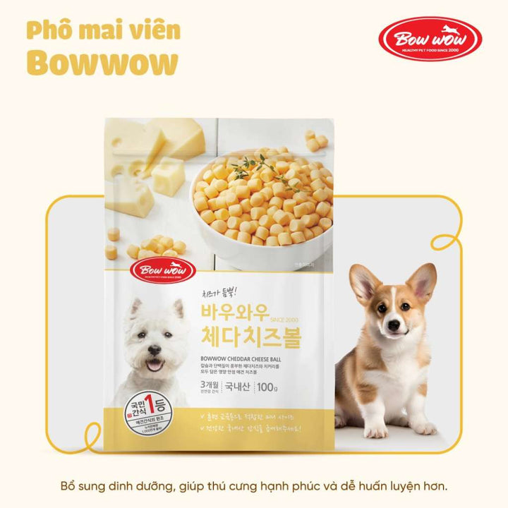 [100G] Snack Bowwow Viên Phô Mai Chó Mọi Lứa Tuổi