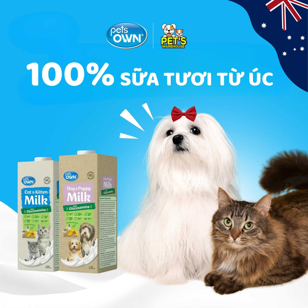 Sữa cho chó mèo Pets Own, nhập khẩu Úc, bổ sung Glucosamine, 1L