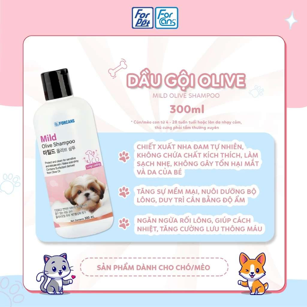 [MINI SIZE 300ML ] Sữa Tắm Forcans Hàn Quốc Chó Mèo