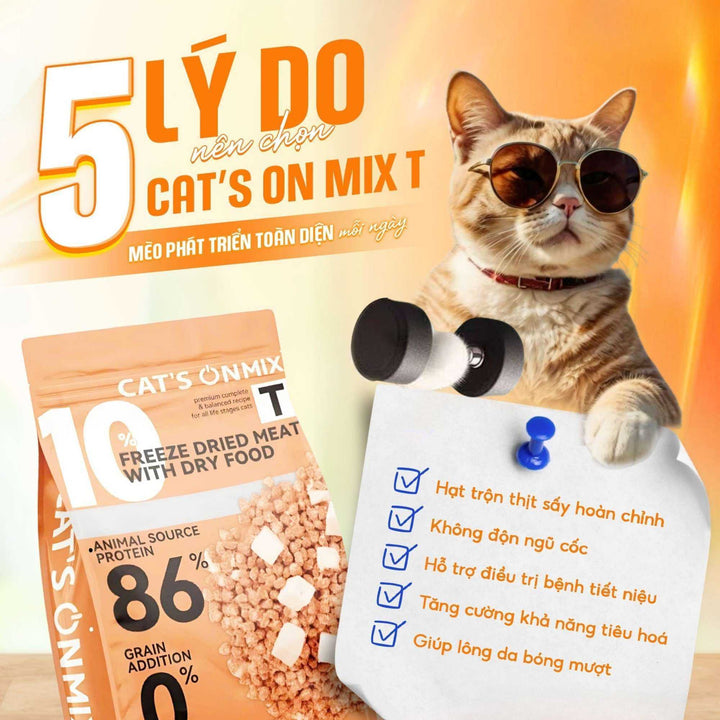 [350G - 1.4KG] Hạt Cho Mèo Cat's On Mix R, Mix T, Có Topping