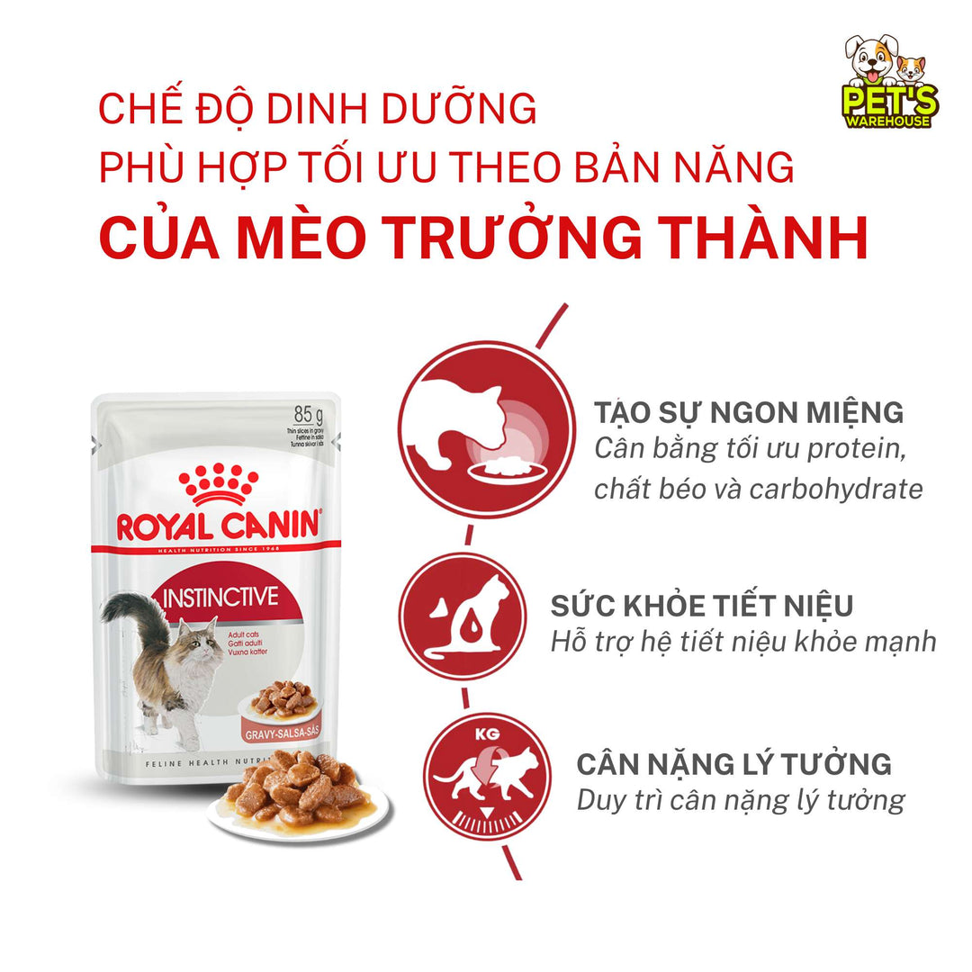 [Combo 3 - 12 Gói] Gói Pate Mèo Trưởng Thành Royal Canin Instinctive Gravy, Gói 85g