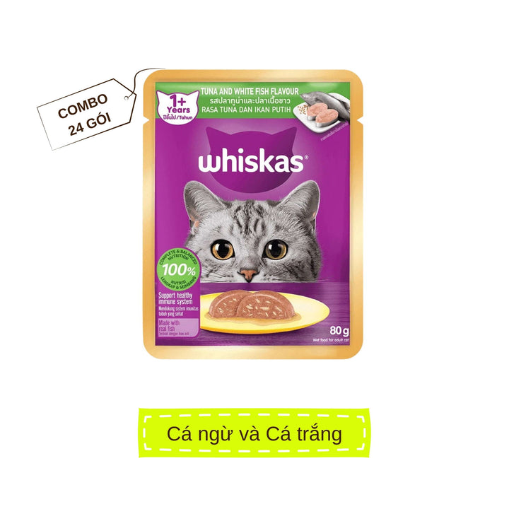 [Combo 24 Gói] Pate Whiskas Mèo Trưởng Thành Gói 80G