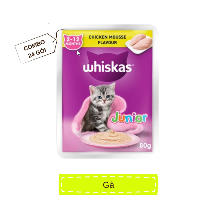 [Combo 24 Gói] Pate Whiskas Mèo Con Gói 80G