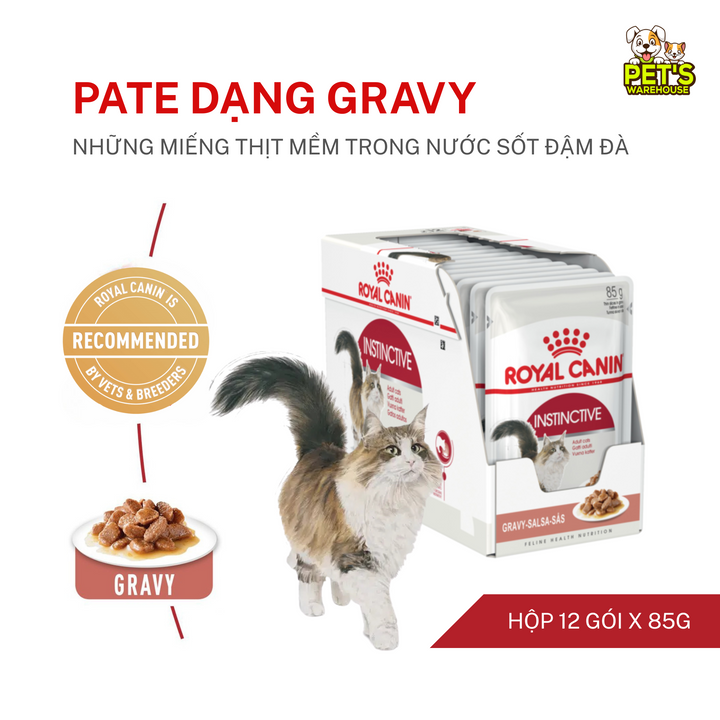 [Combo 3 - 12 Gói] Gói Pate Mèo Trưởng Thành Royal Canin Instinctive Gravy, Gói 85g