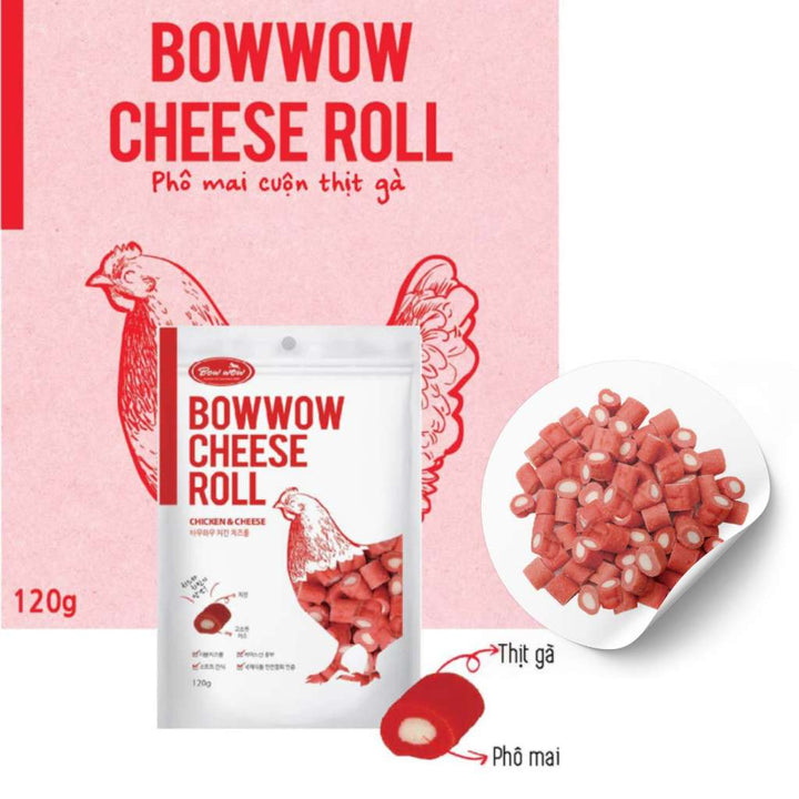 [120G] Snack Bowwow Gà - Cá Hồi Phô Mai Chó Mọi Lứa Tuổi