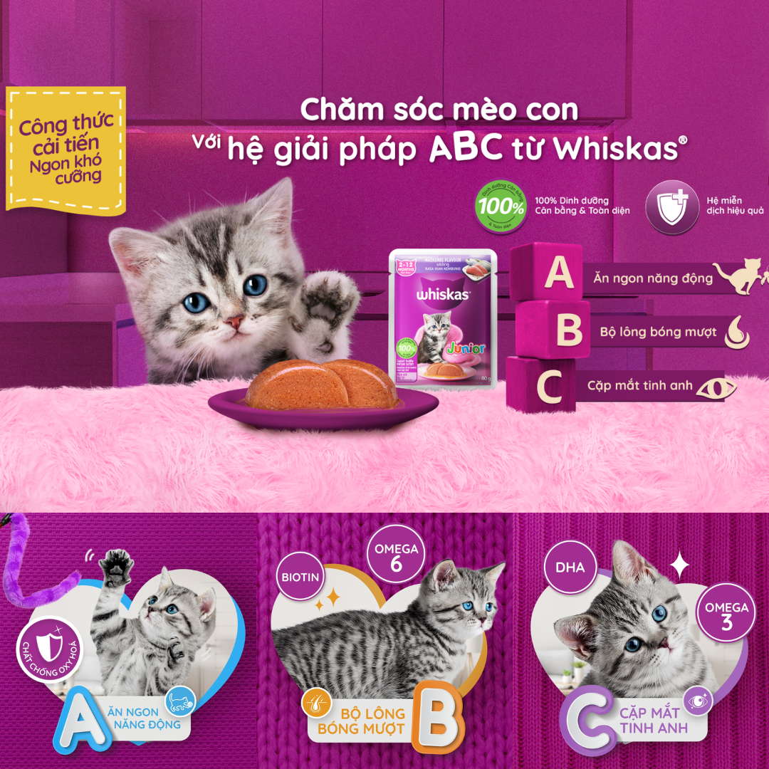 [Combo 12 Gói] Pate Whiskas Mèo Con Gói 80G