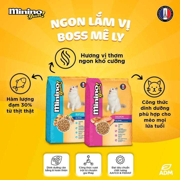 [350G - 1.5KG] Hạt Minino Yum Mèo Mọi Lứa Tuổi | Pet's Warehouse