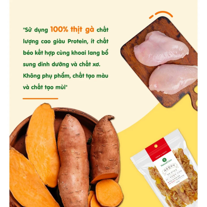 Snack Natural Core Khoai Lang Sấy Dẻo, Thịt Cuộn Khoai Lang Cho Chó
