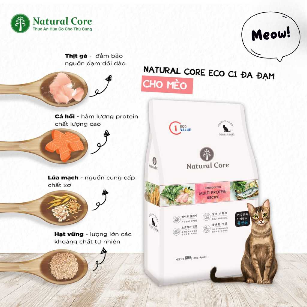 [5KG] Hạt Hữu Cơ Natural Core Mèo Mọi Lứa Tuổi | Pet's Warehouse