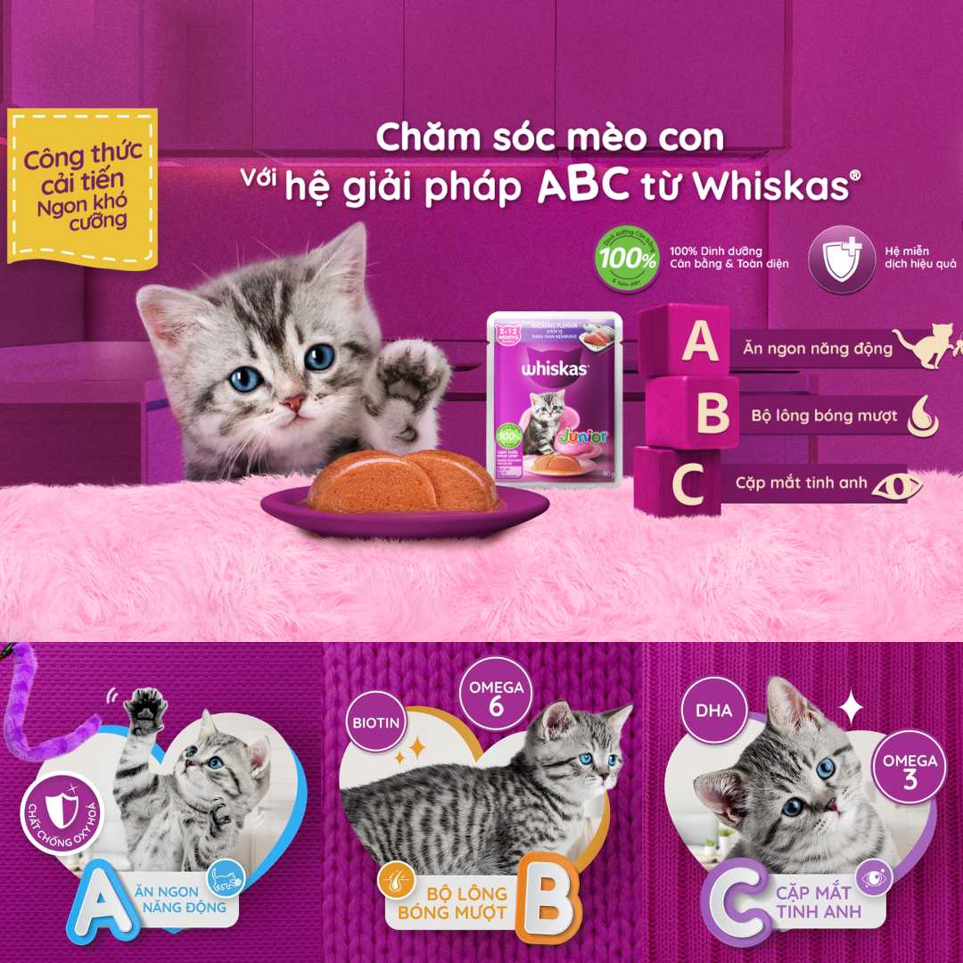 [Combo 28 gói] Pate Whiskas Mèo Con Gói 80G Nhiều Vị