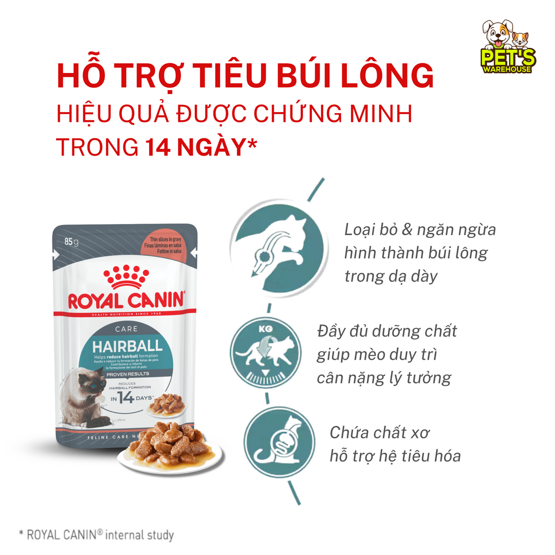 [Combo 3 - 12 Gói] Pate Mèo Royal Canin Hair&Skin, HairBall, Gói 85g