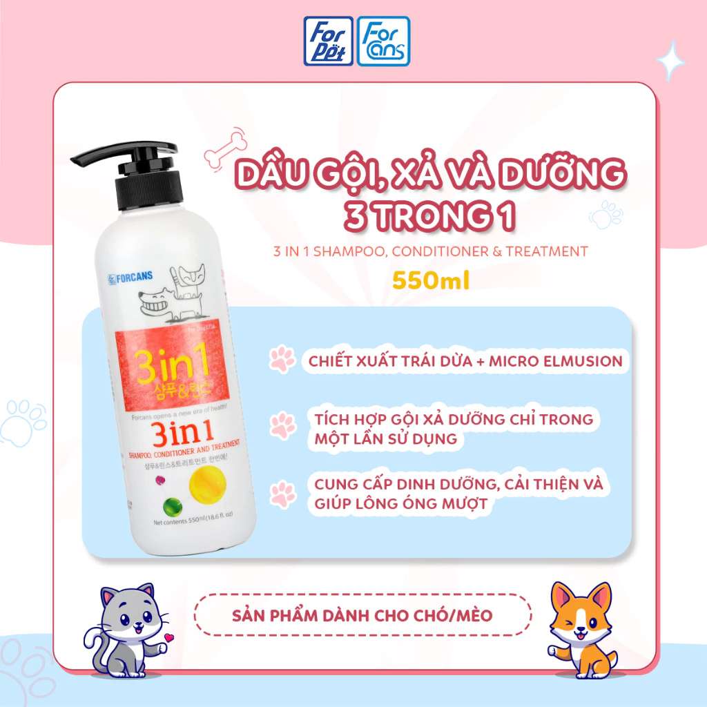 [550ML - 1L] Sữa Tắm Forcans Hàn Quốc Chó Mèo