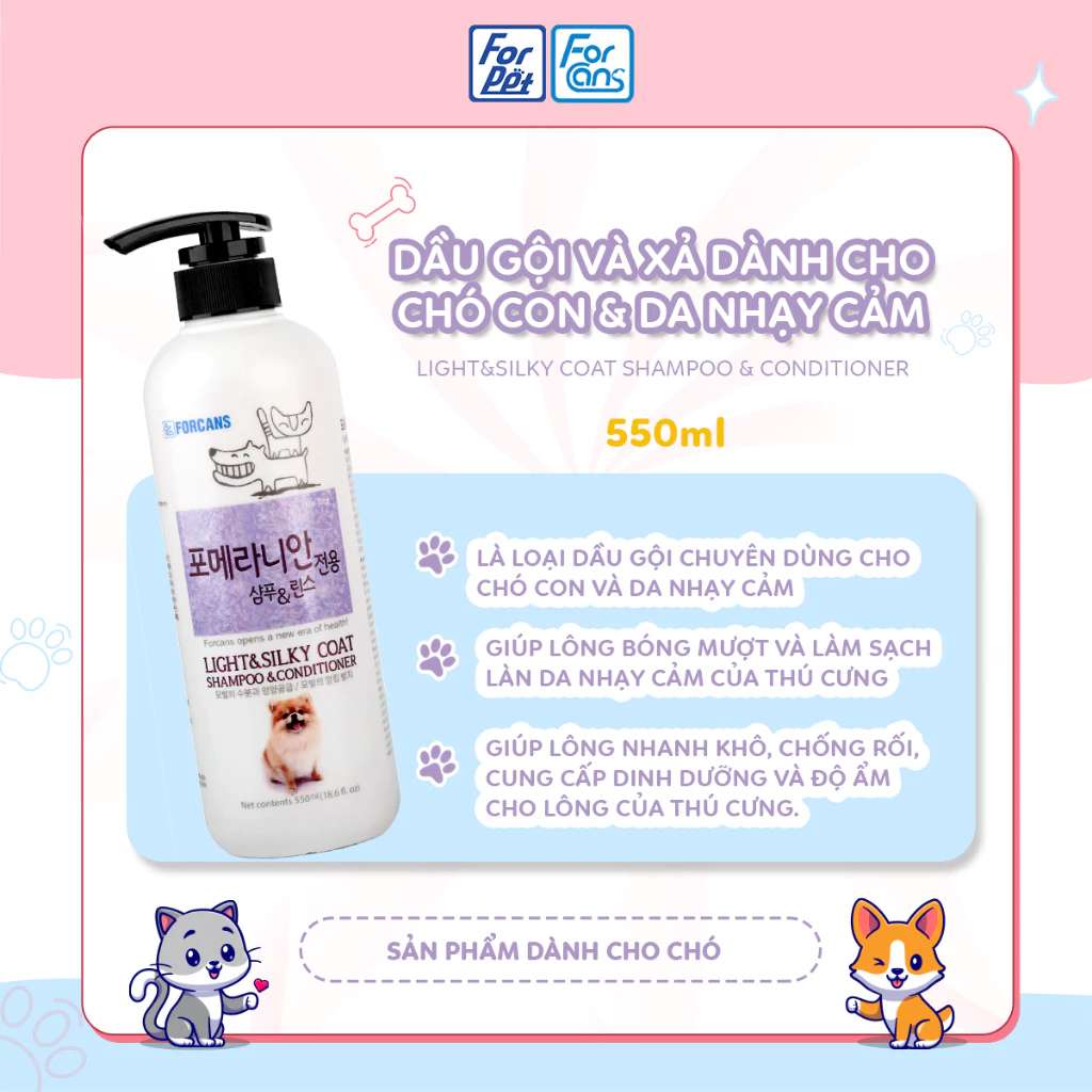 [550ML - 1L] Sữa Tắm Forcans Hàn Quốc Chó Mèo