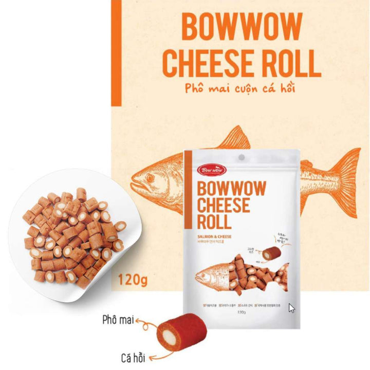[120G] Snack Bowwow Gà - Cá Hồi Phô Mai Chó Mọi Lứa Tuổi