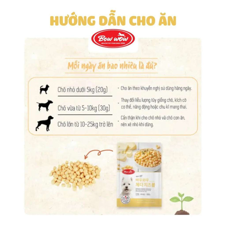 [100G] Snack Bowwow Viên Phô Mai Chó Mọi Lứa Tuổi