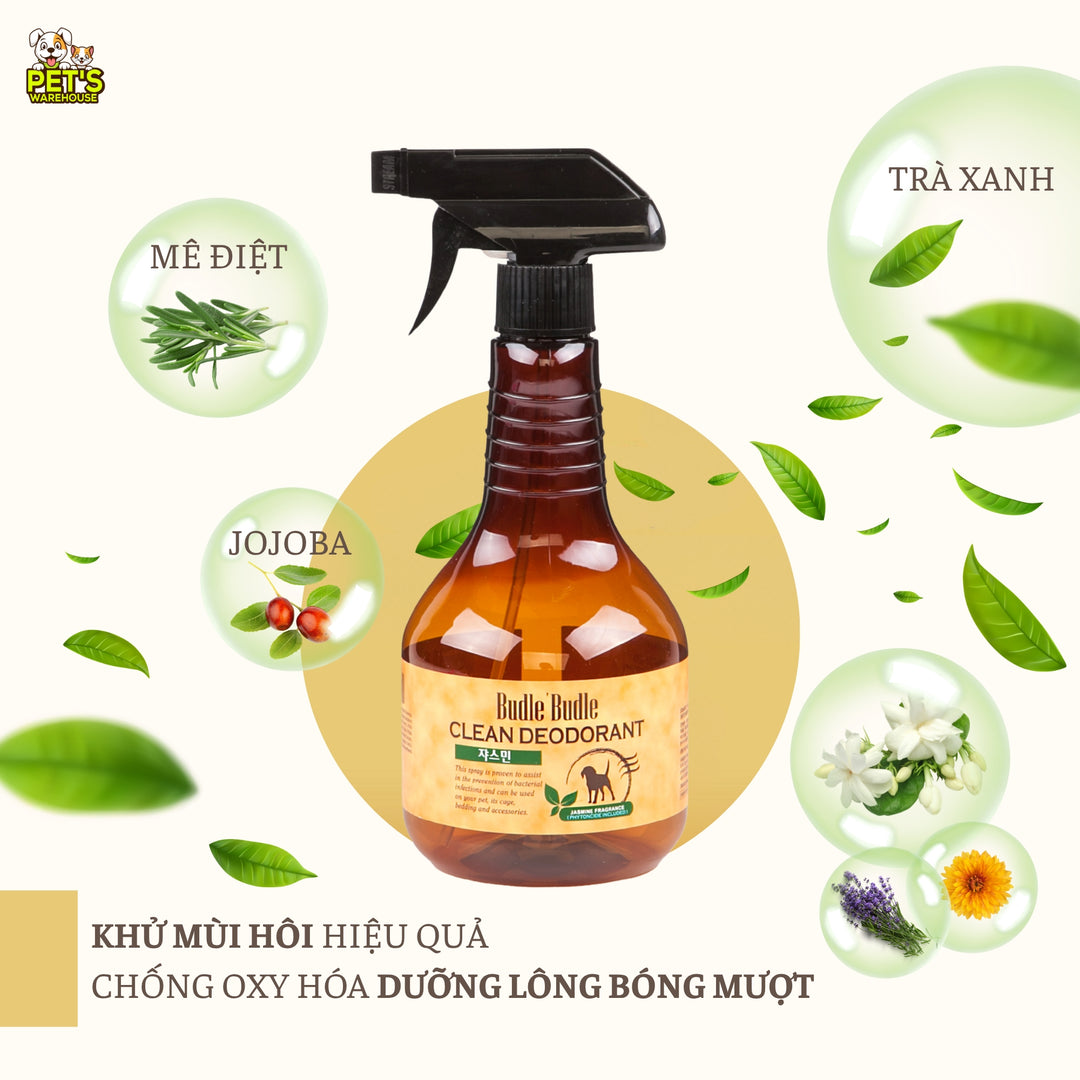 Xịt Khử Mùi Dưỡng Lông Chó Budle'Budle, 530ML