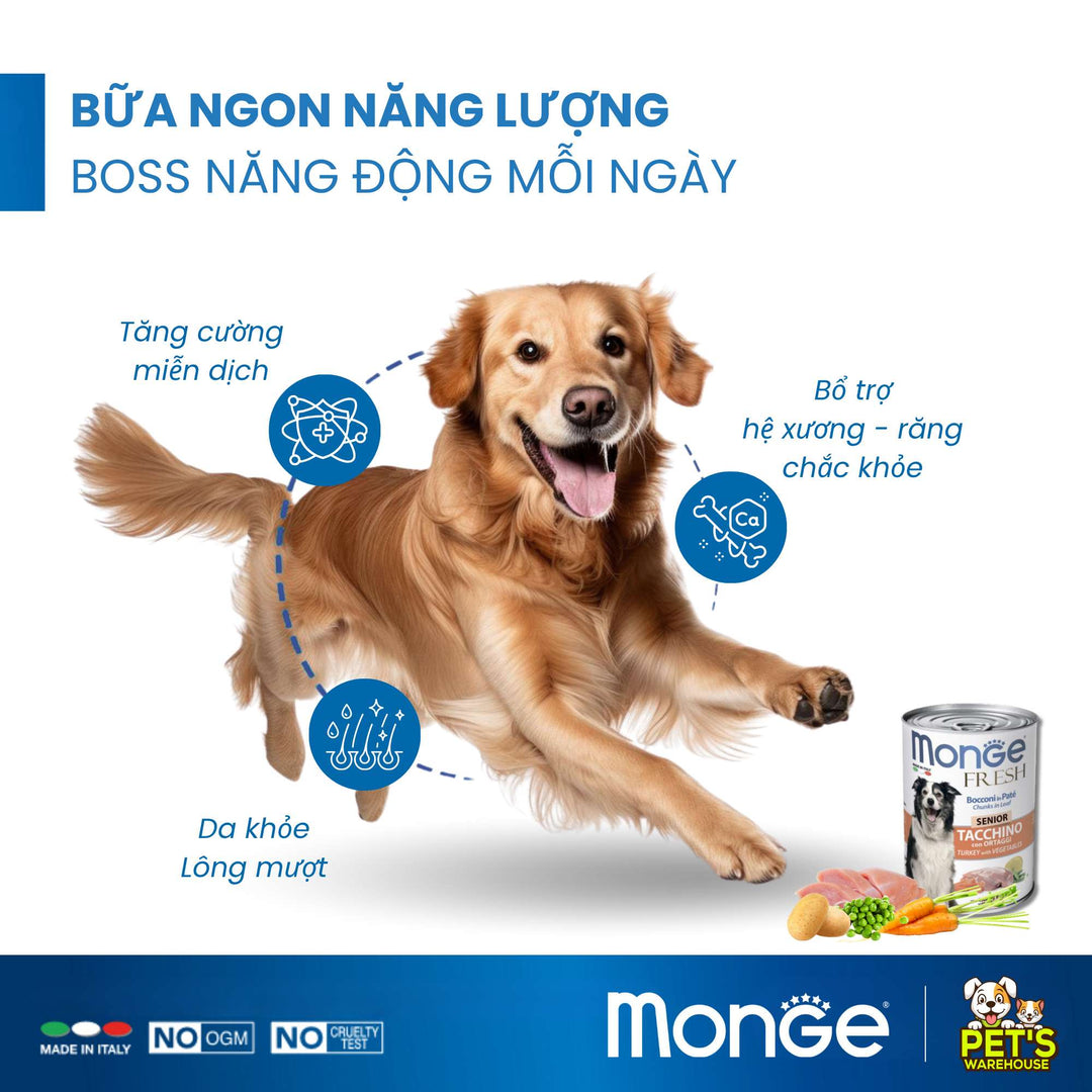 Pate Monge Cho Chó Trưởng Thành Nhiều Vị , Lon 400g