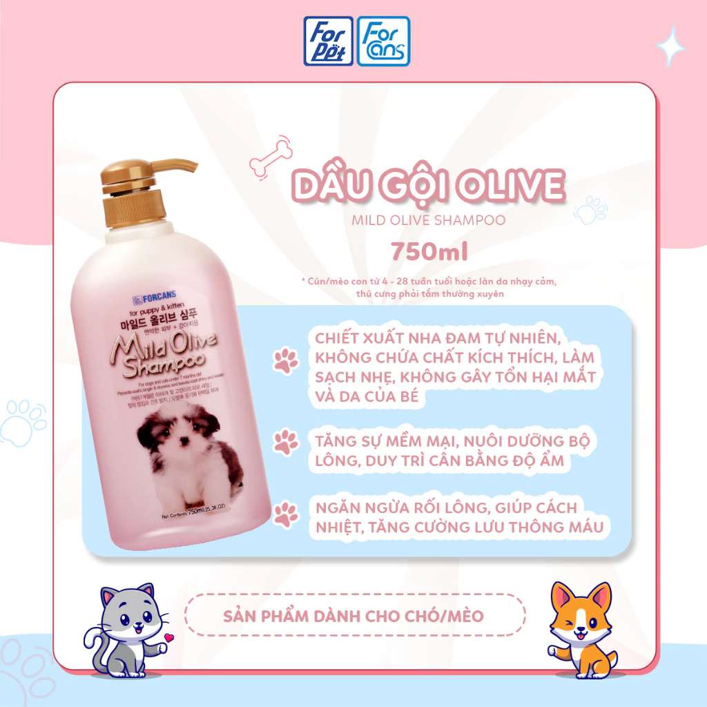 [750ML] Sữa Tắm Forcans Hàn Quốc Chó Mèo