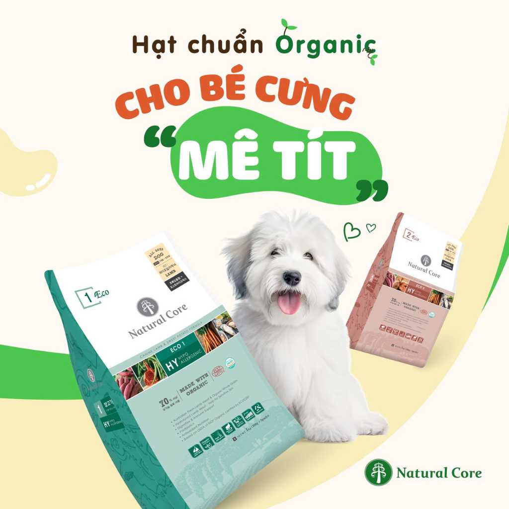 [2KG - 2.4KG] Hạt Hữu Cơ Natural Core Chó Mọi Lứa Tuổi