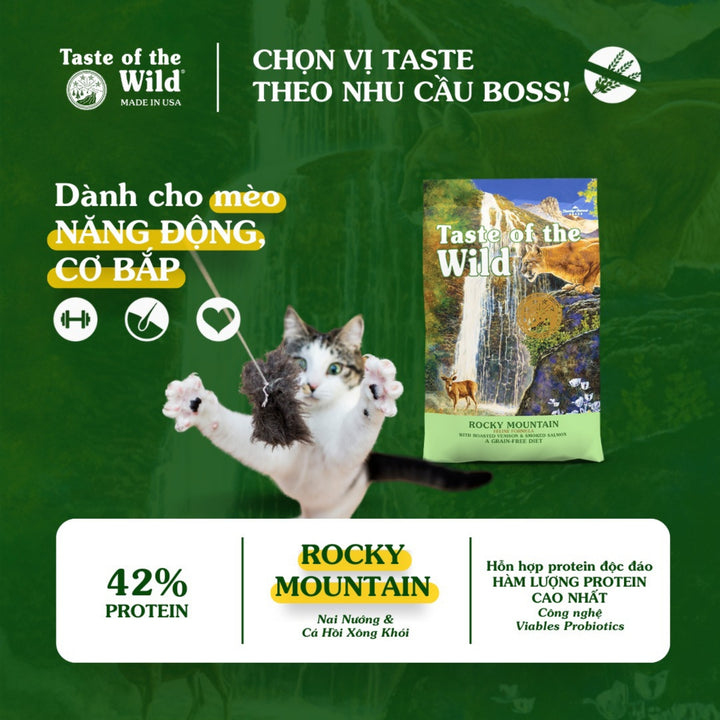 [500G - 2KG] Hạt Cho Mèo Taste of the Wild Các Loại, Chọn Vị Theo Nhu Cầu Boss