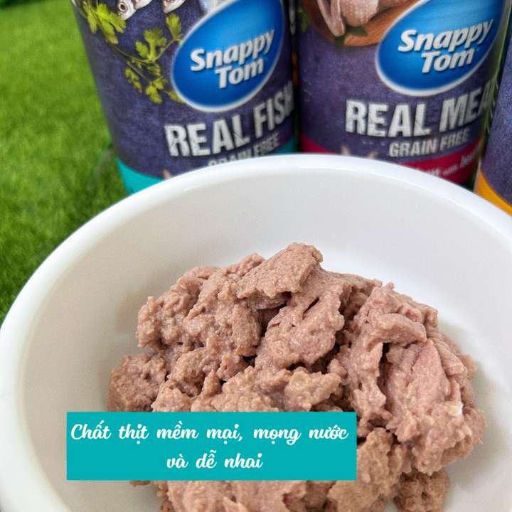 [Thùng 24 Lon] Pate Snappy Tom Real Fish Mèo Lon 400G