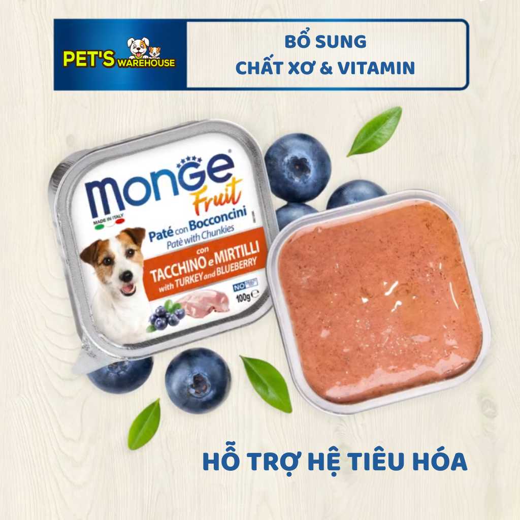 [Combo 24 hộp] Pate cho chó Monge nhiều vị, nhập khẩu từ Ý, 100g
