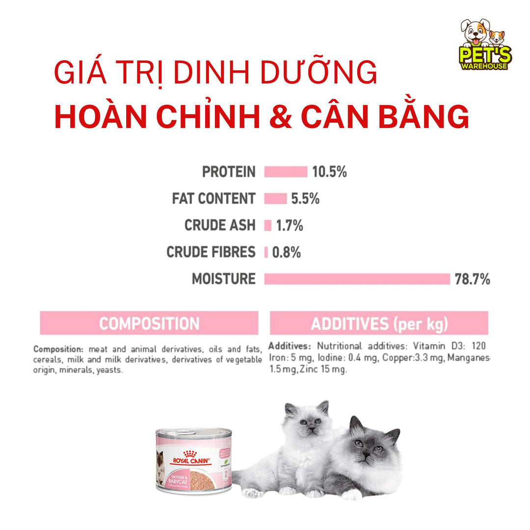 Pate Royal Canin Mother & Baby Cho Mèo Mẹ & Mèo Con 1 - 4 Tháng Tuổi, Lon 195g