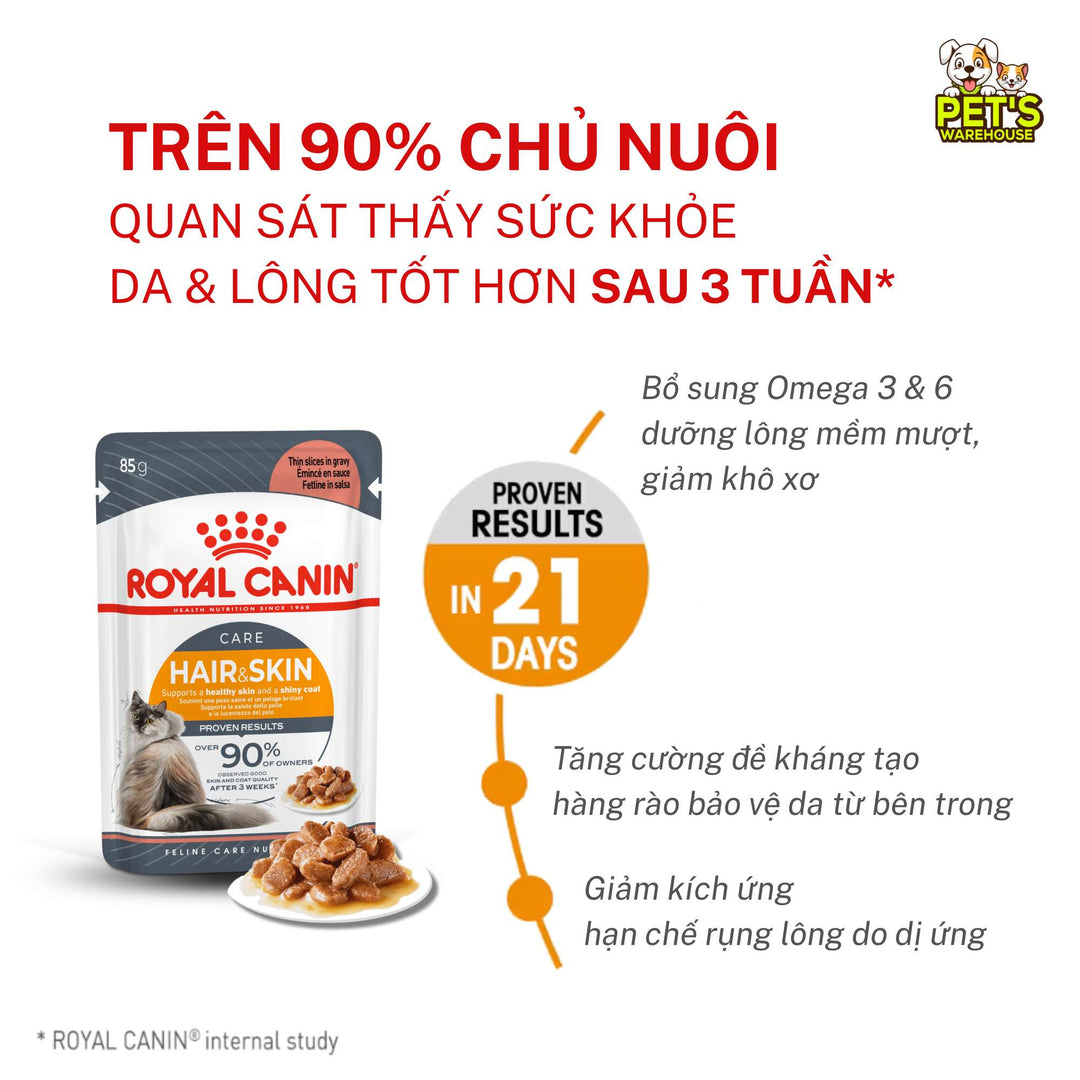 [Combo 3 - 12 Gói] Pate Mèo Royal Canin Hair&Skin, HairBall, Gói 85g