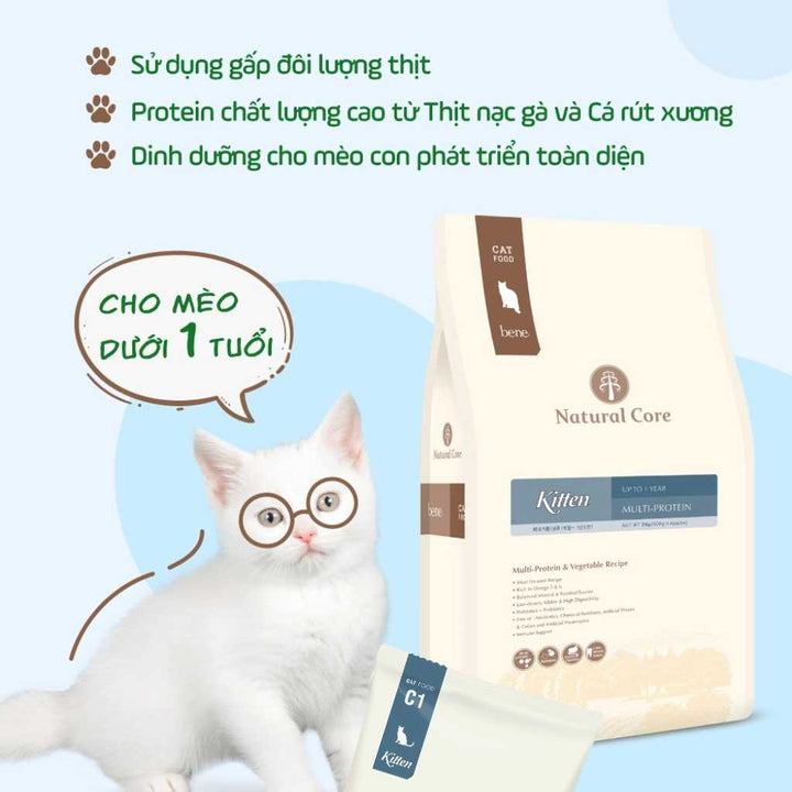 [400G - 2KG] Hạt Hữu Cơ Natural Core Mèo Con