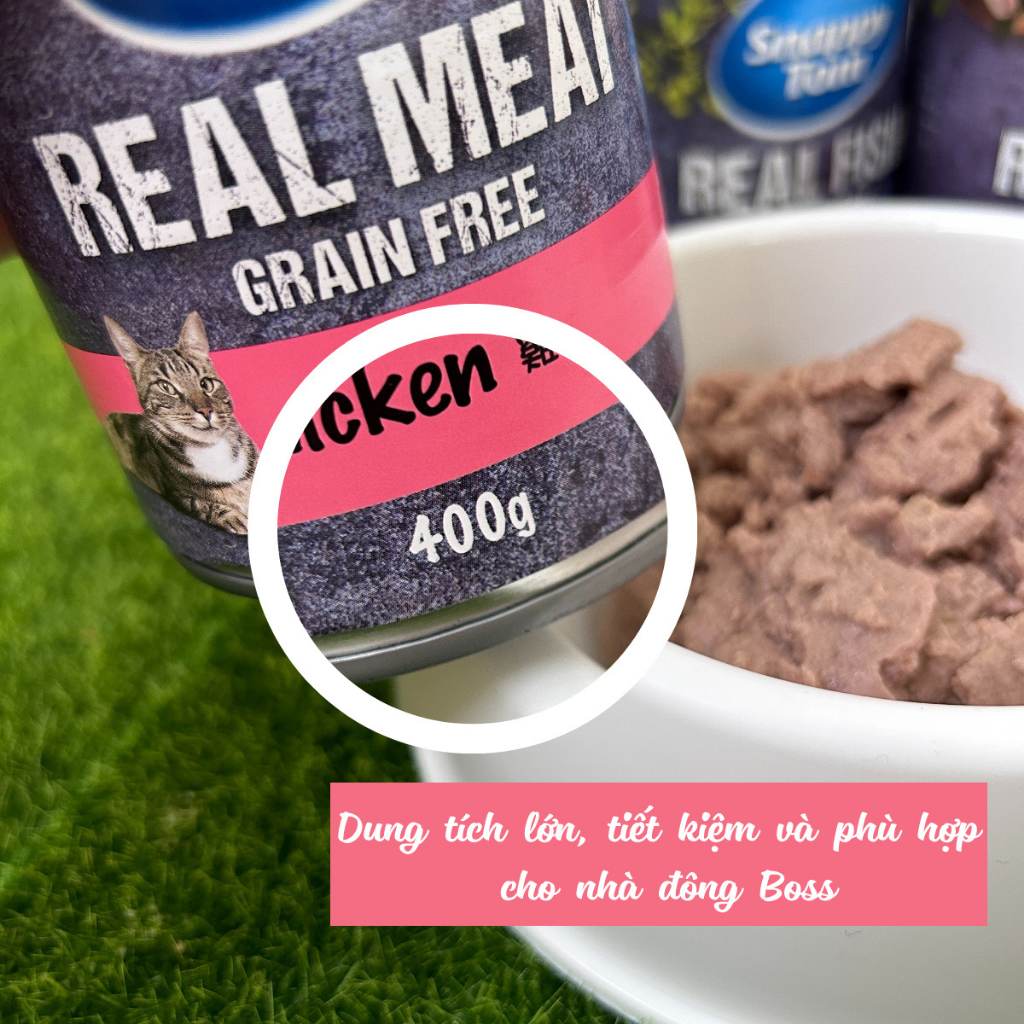 [Thùng 24 Lon] Pate Snappy Tom Real Fish Mèo Lon 400G