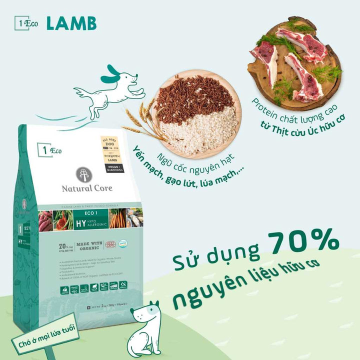 [2KG - 2.4KG] Hạt Hữu Cơ Natural Core Chó Mọi Lứa Tuổi