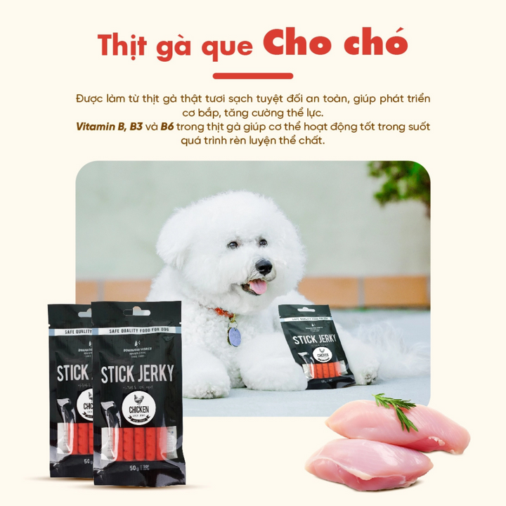 Snack Que Mềm Stick Jerky Bowwow Chó 50G