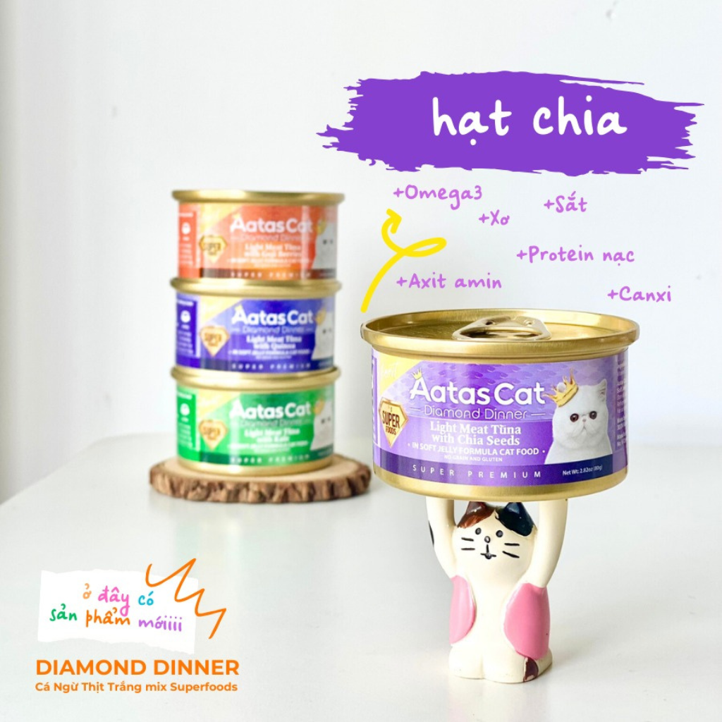 Pate Aatas Diamond Cao Cấp Mèo Mọi Lứa Tuổi Lon 80G