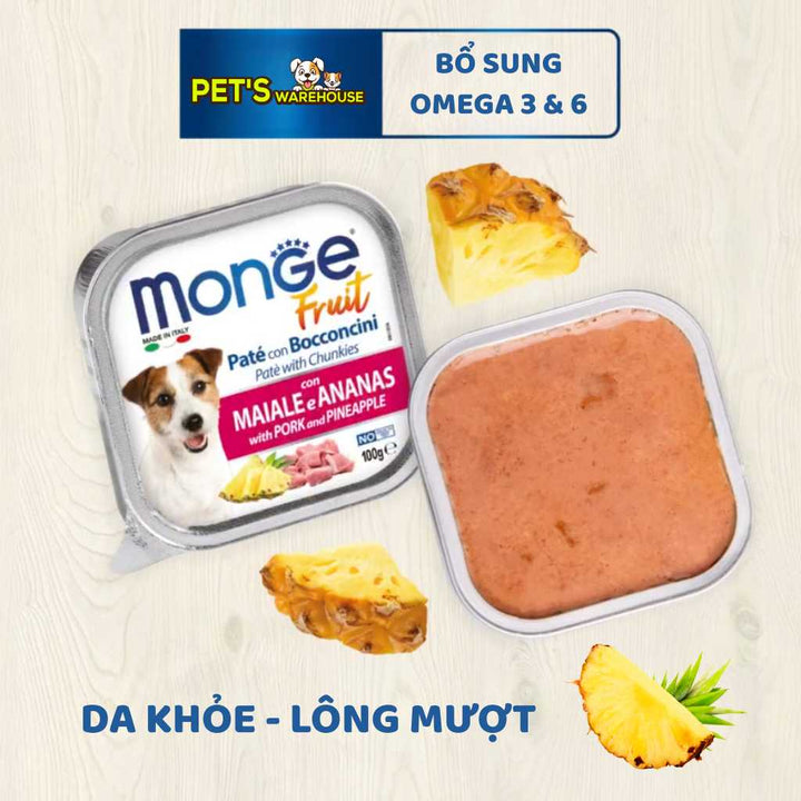 [Combo 24 hộp] Pate cho chó Monge nhiều vị, nhập khẩu từ Ý, 100g