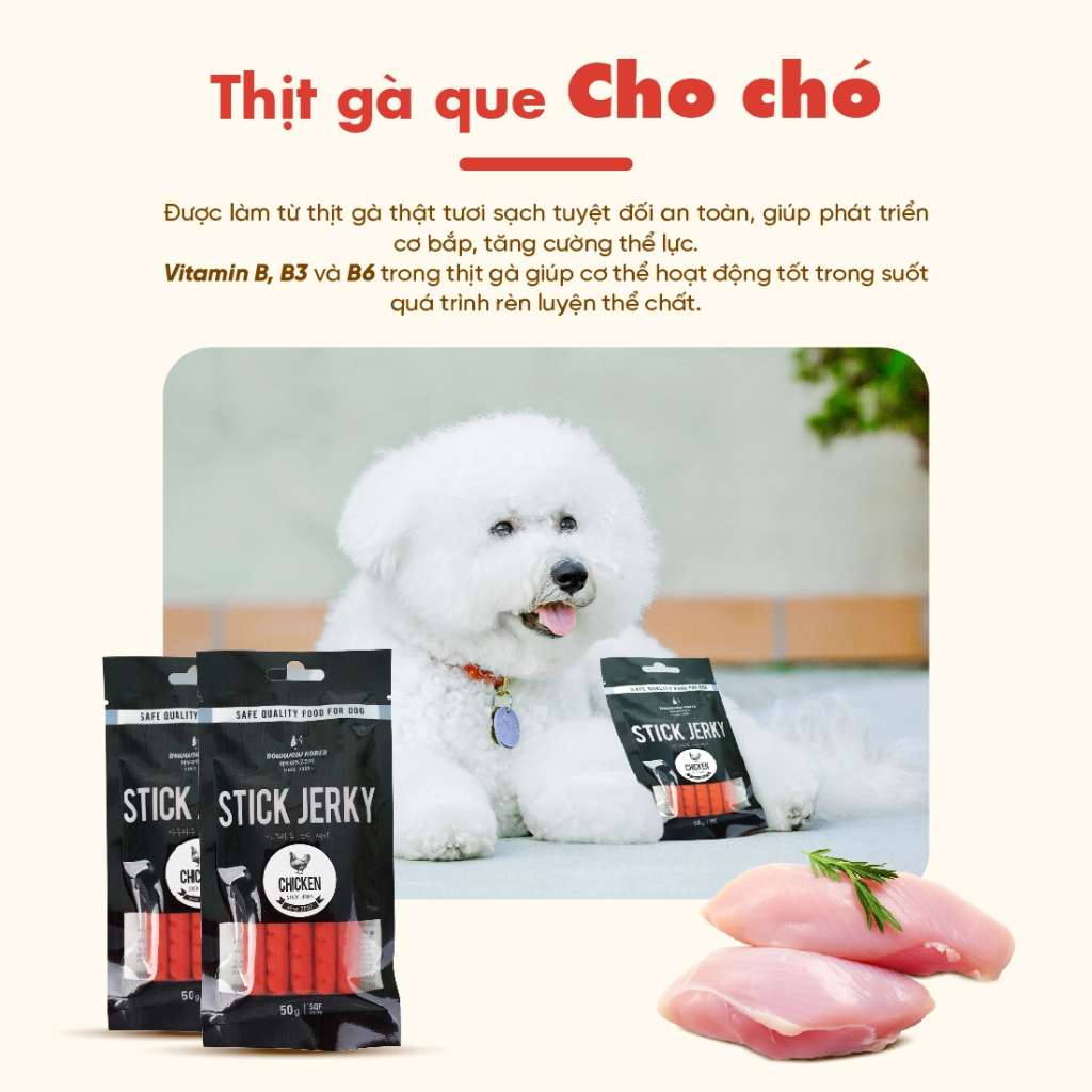 Snack Que Mềm Stick Jerky Bowwow Chó 50G