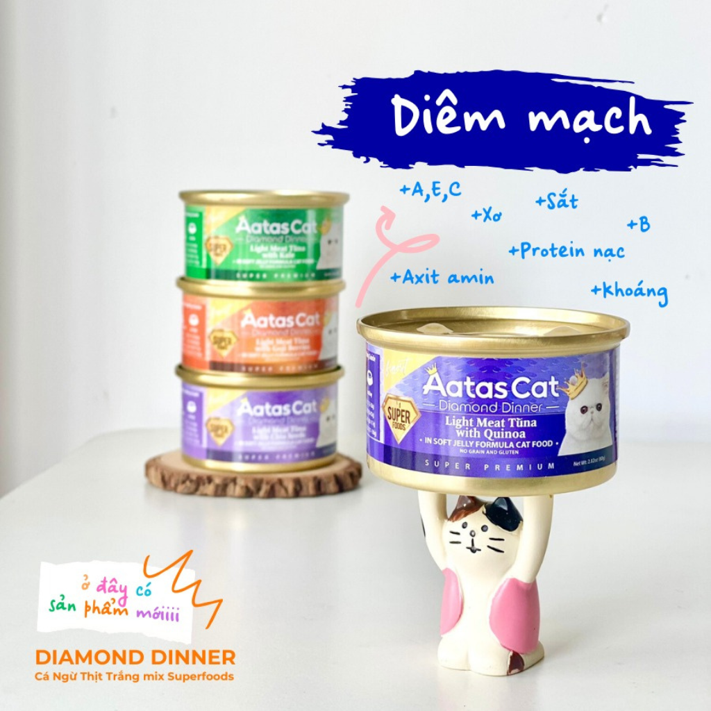 Pate Aatas Diamond Cao Cấp Mèo Mọi Lứa Tuổi Lon 80G