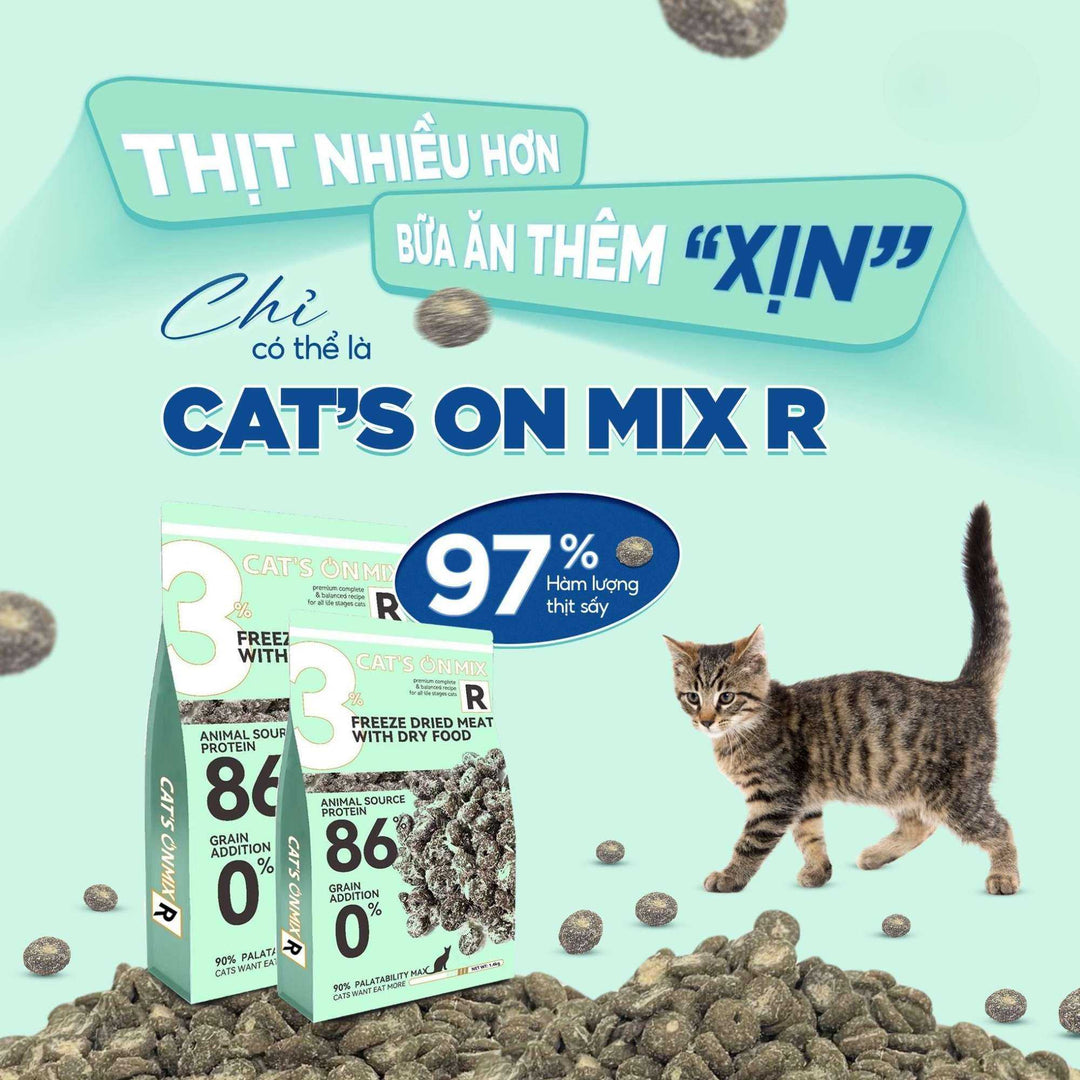 [350G - 1.4KG] Hạt Cho Mèo Cat's On Mix R, Mix T, Có Topping