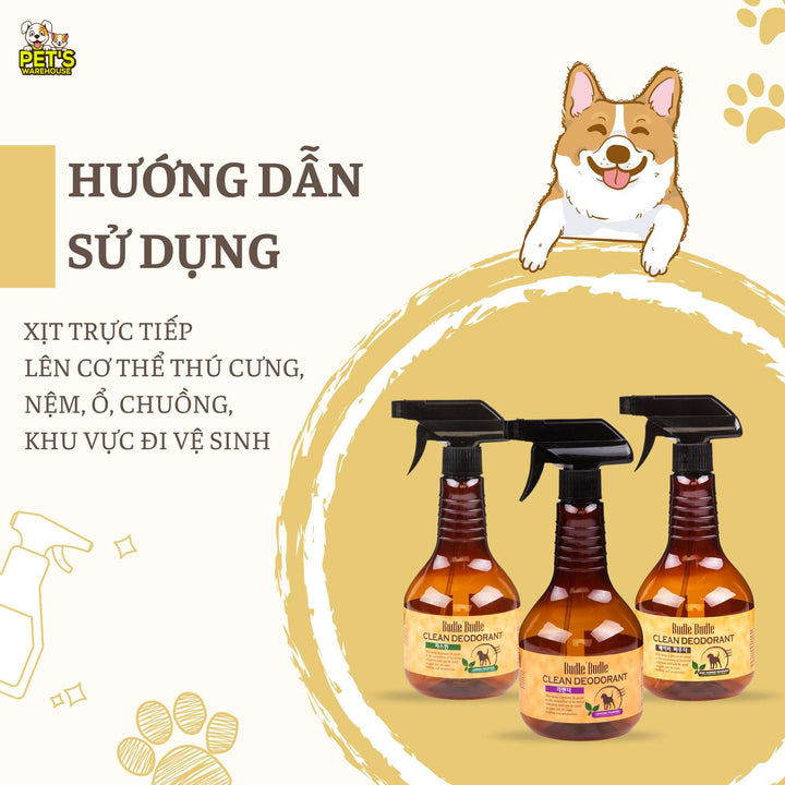 Xịt Khử Mùi Dưỡng Lông Chó Budle'Budle, 530ML